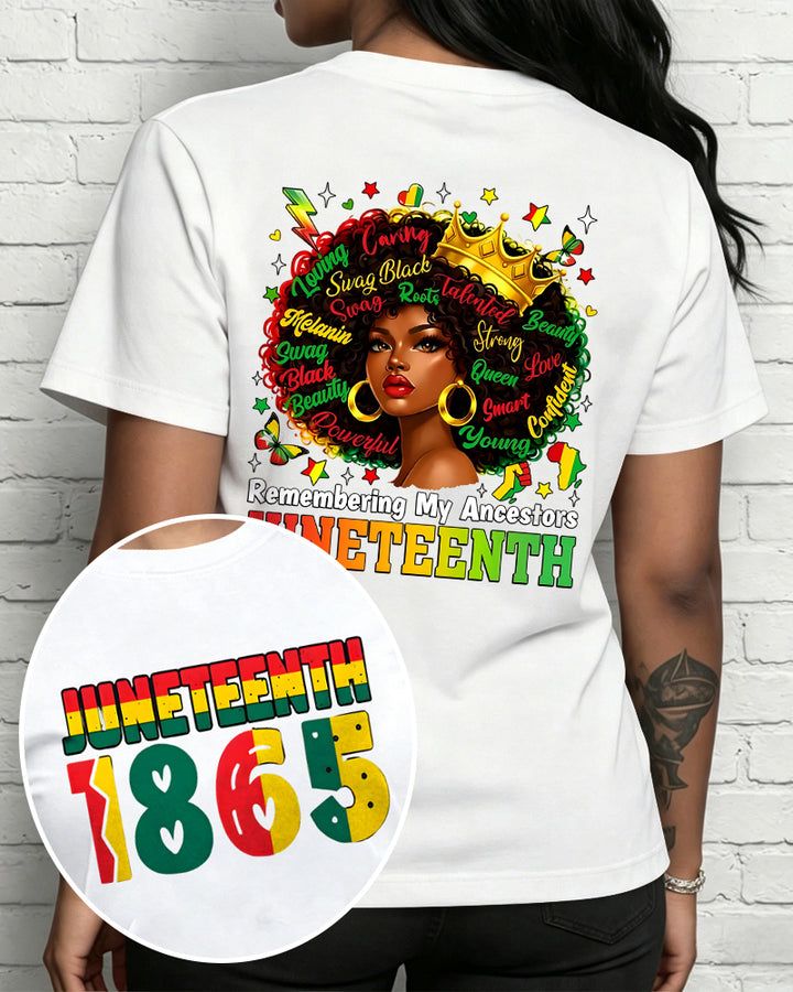 100% Cotton Remembering My Ancestors Juneteenth Crew Neck Short Sleeve Tshirt