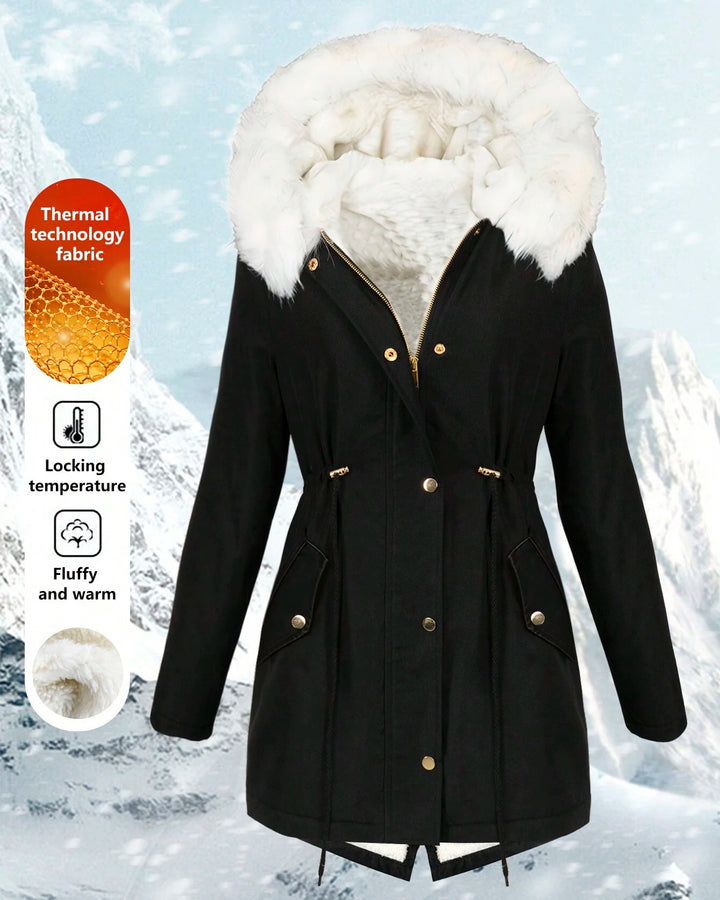 Jacket With Waist And Fluffy Collar Pocket Women's Jacket