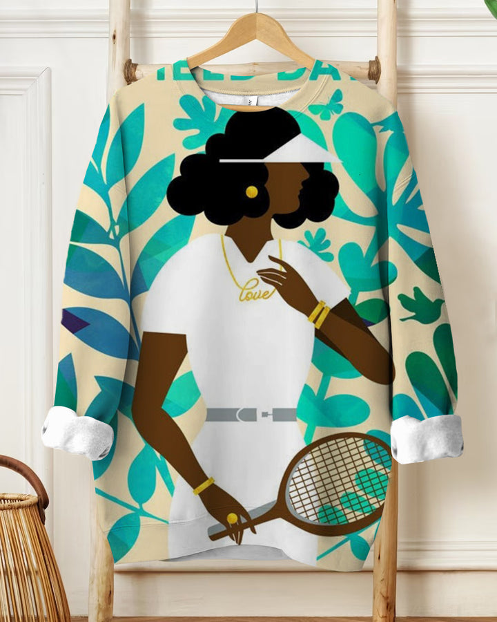 Women's Tennis Art Print Long Sleeve Sweatshirt
