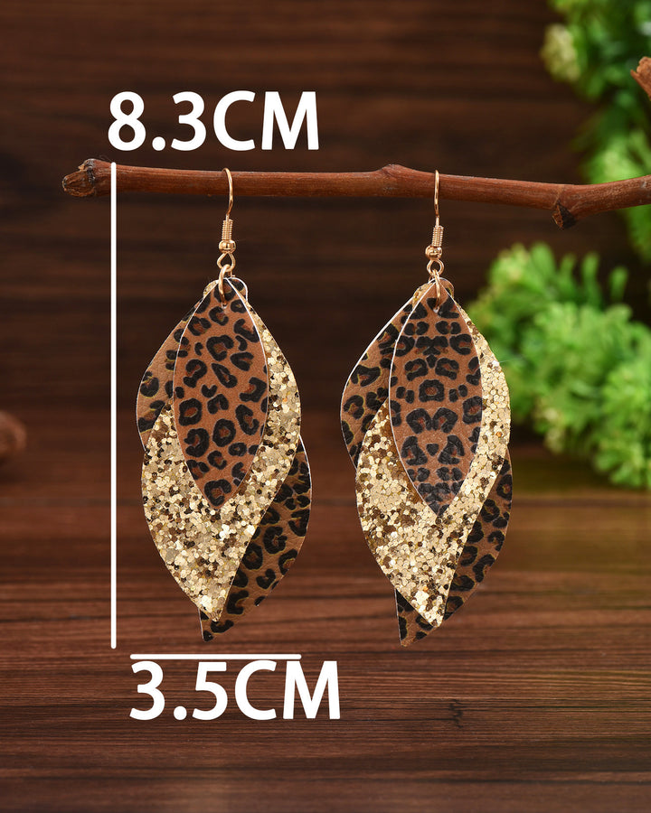 Retro 3-Layer Leopard Sequined Multi-Layer Ear Studs