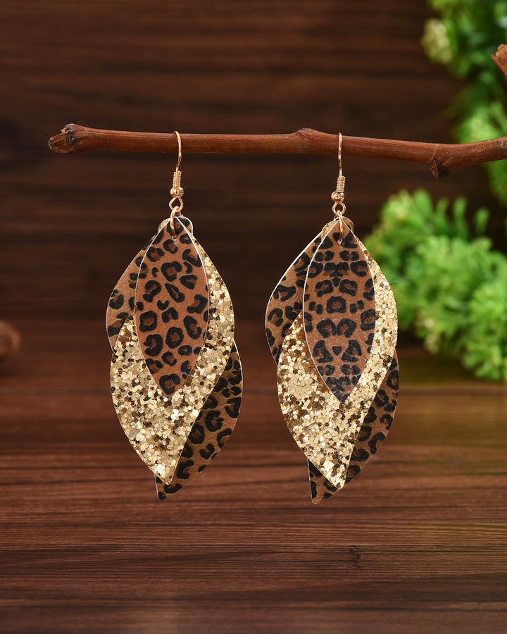 Retro 3-Layer Leopard Sequined Multi-Layer Ear Studs