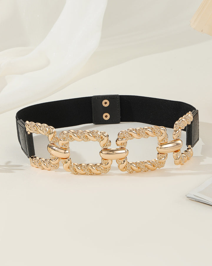 Women's Chain Decor Buttoned Waist Belt