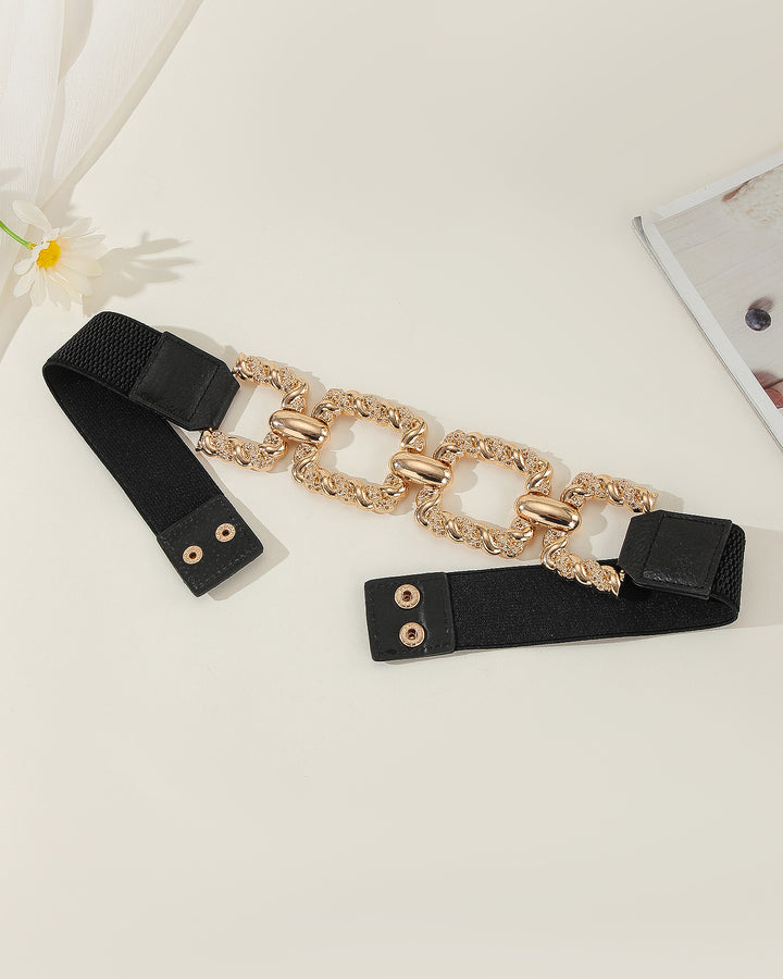 Women's Chain Decor Buttoned Waist Belt