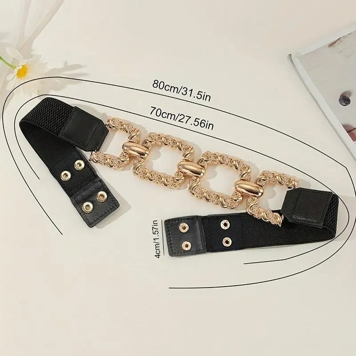 Women's Chain Decor Buttoned Waist Belt