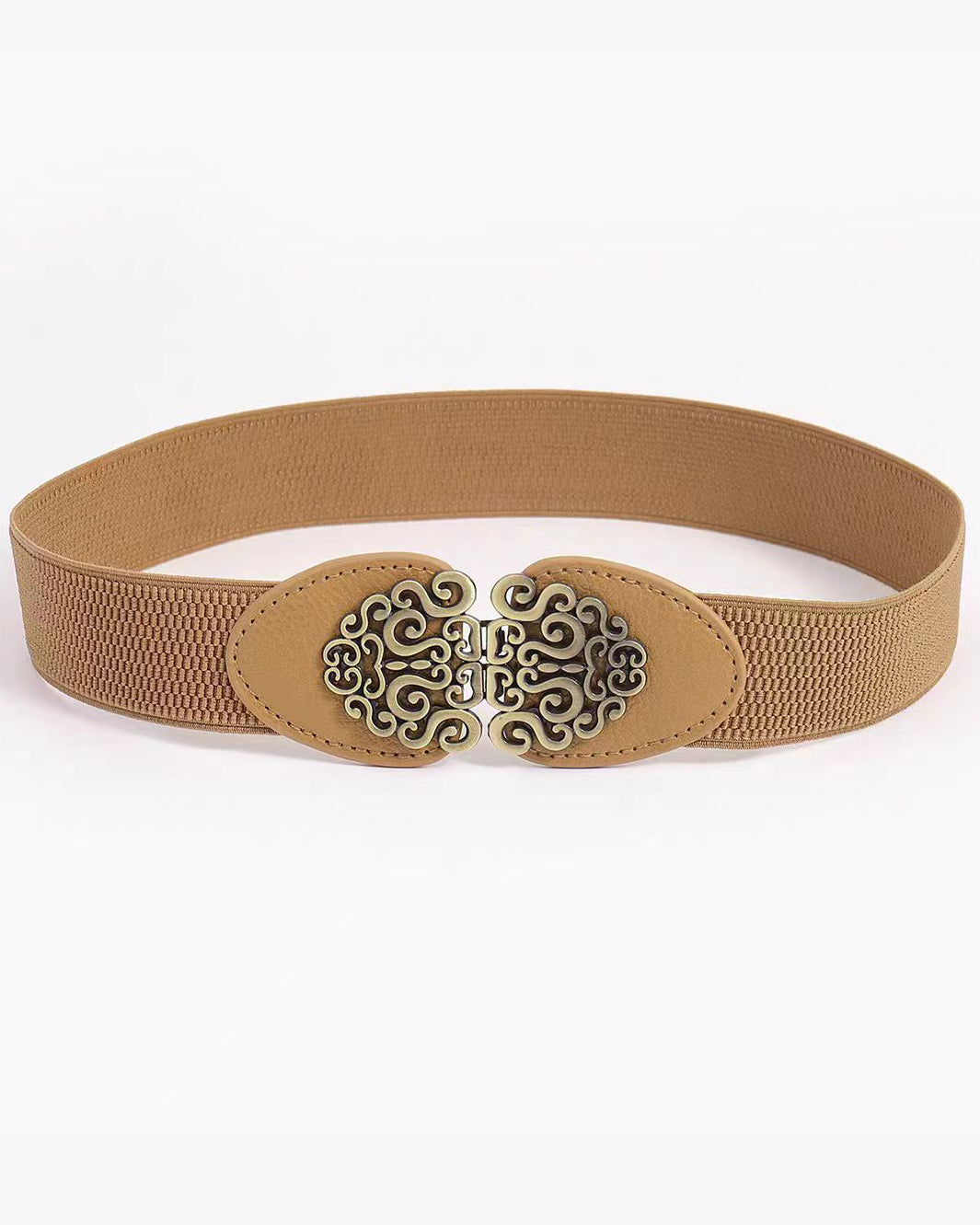 Vintage Floral Buckle Wide Elastic Waist Belt