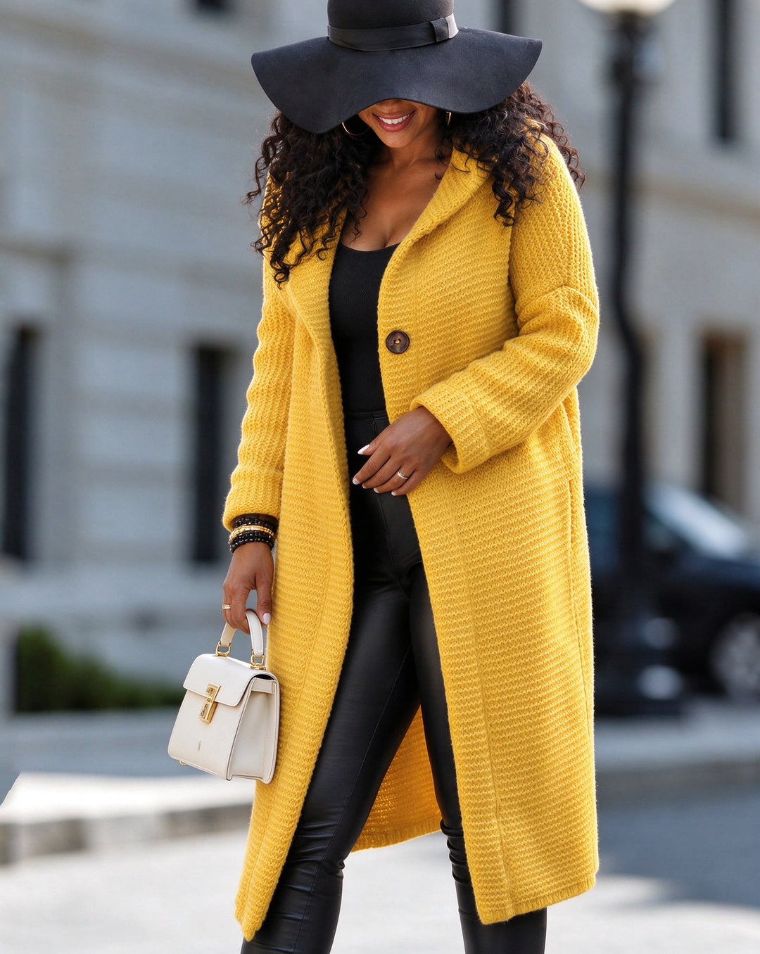 Women Chunky Knit Hooded Thick Warm Long Cardigan