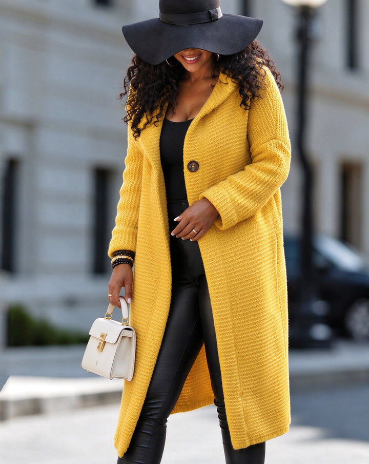 Women Chunky Knit Hooded Thick Warm Long Cardigan