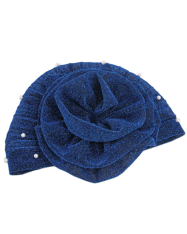 Pearl Pre Tied Flower Turban Hat Stylish Shimmering