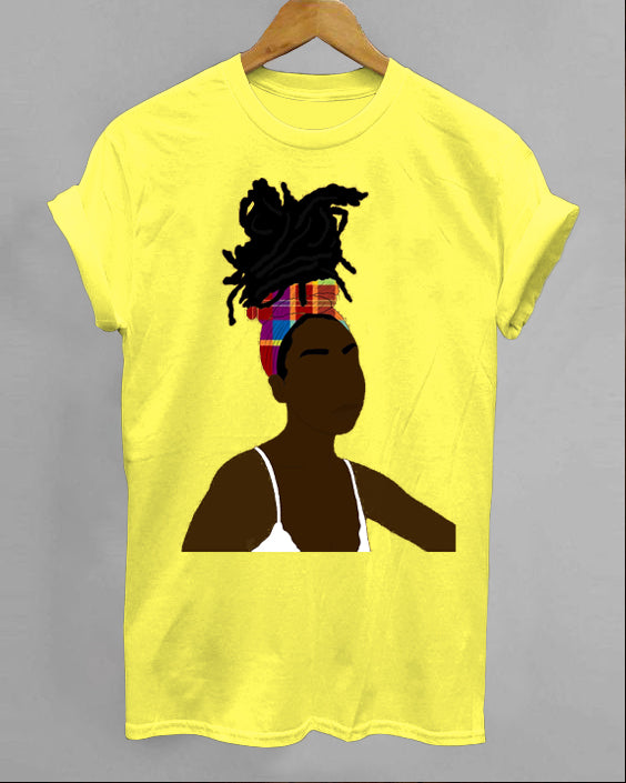 Black Woman with Dreadlocks Crew Neck Short Sleeve Cotton T-Shirt