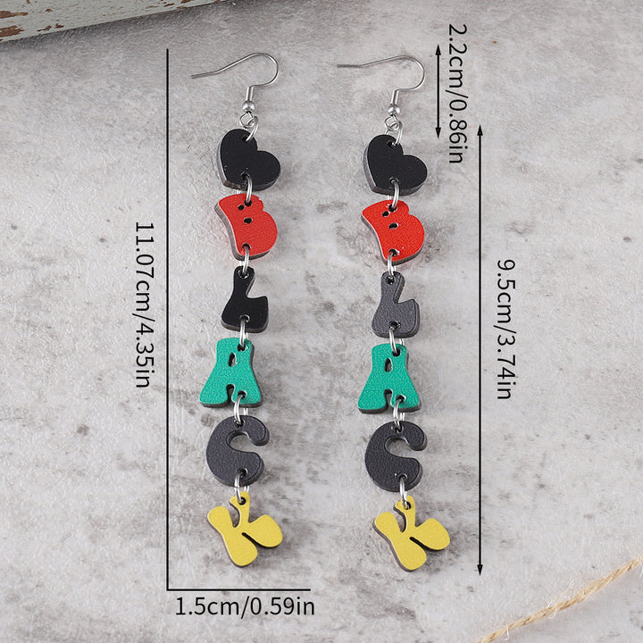 Juneteenth Love BLACK Stitching Tassel Earrings
