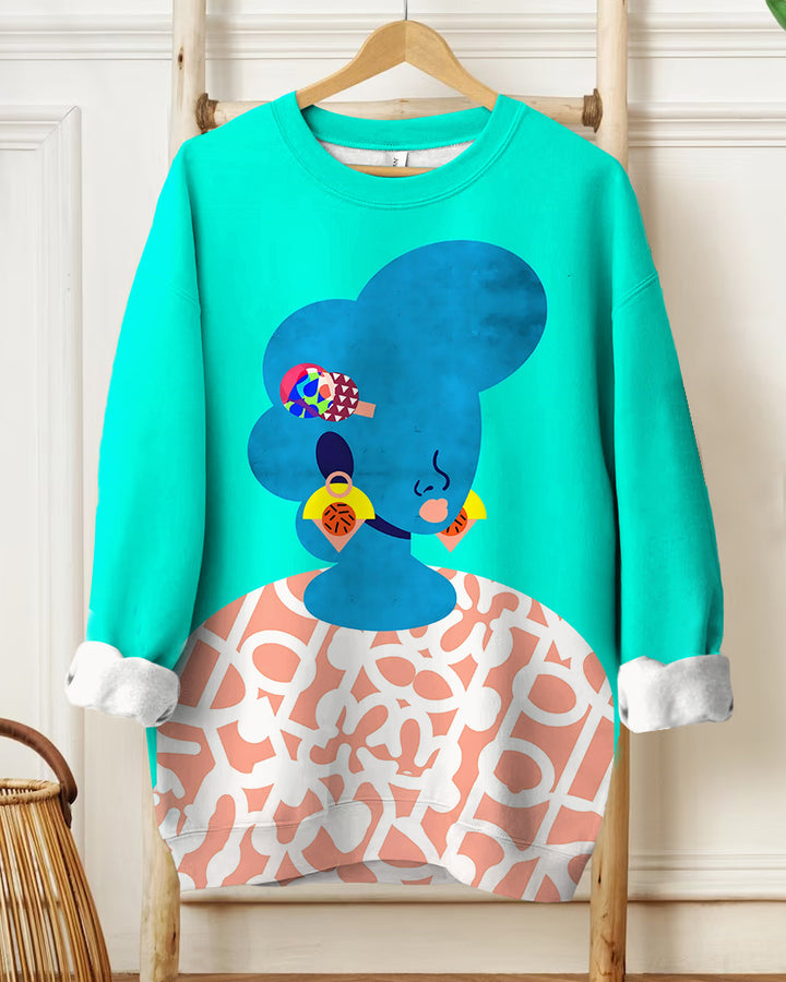 Ethnic Fashion Art Print Long Sleeve Sweatshirt