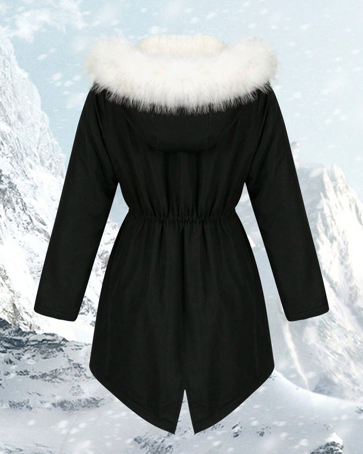 Jacket With Waist And Fluffy Collar Pocket Women's Jacket