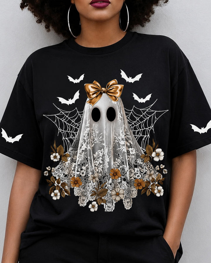 100% Cotton Halloween Ghost Bride Crew Neck Short Sleeve Tshirt