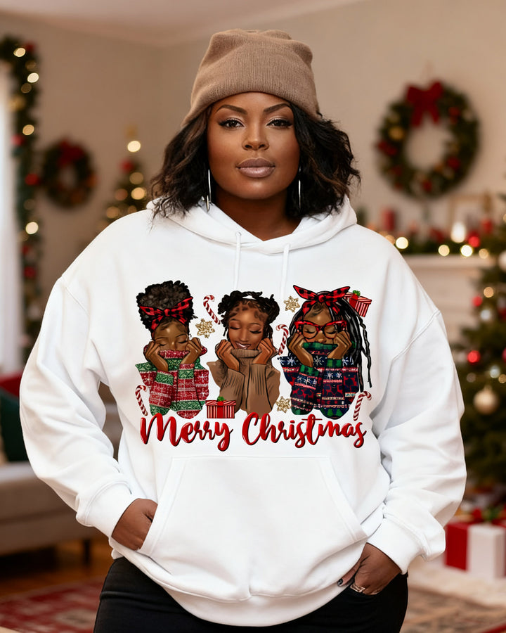 Afro Messy Bun Christmas Long-sleeved Hoodies