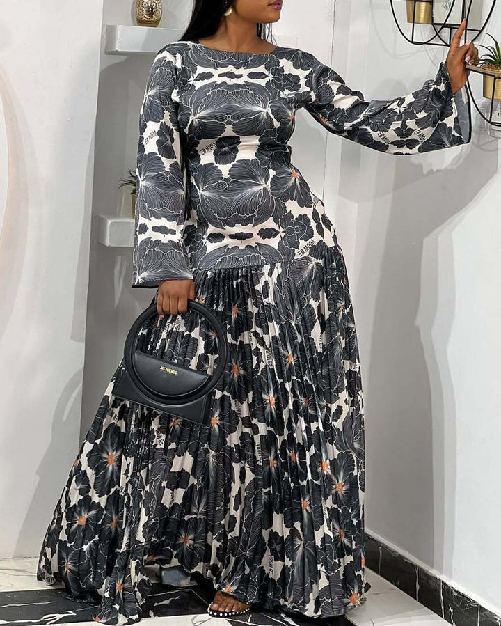 Satin Pleated Maxi Dress Statement Pleated Gown