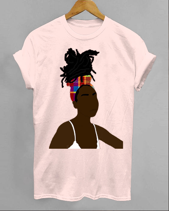 Black Woman with Dreadlocks Crew Neck Short Sleeve Cotton T-Shirt