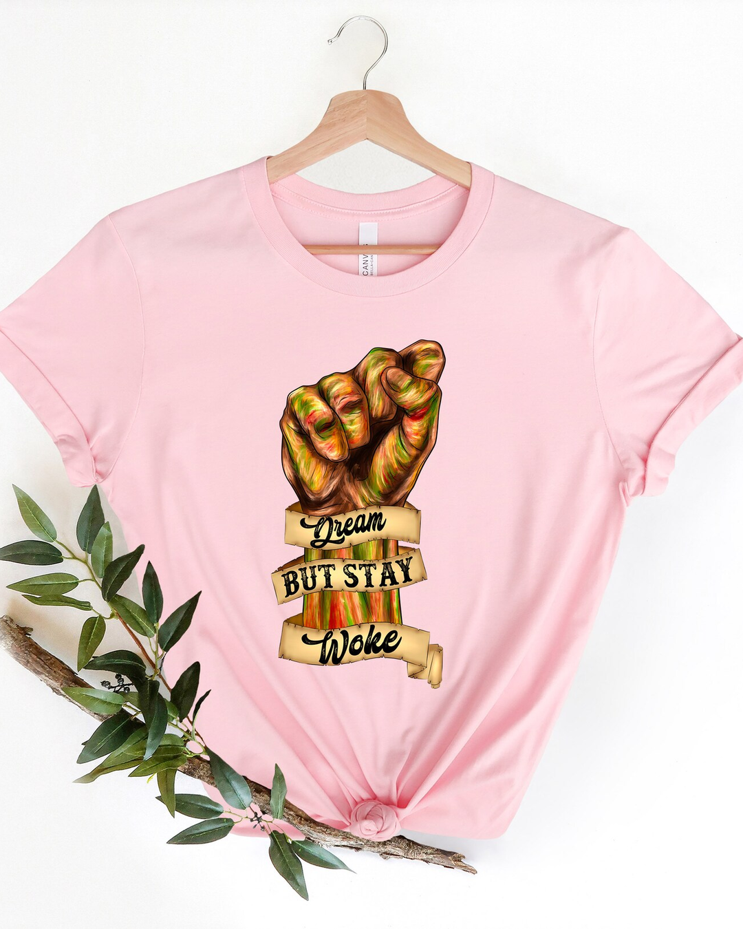 100% Cotton Dream But Stay Woke Juneteenth Crew Neck Short Sleeve Tshirt