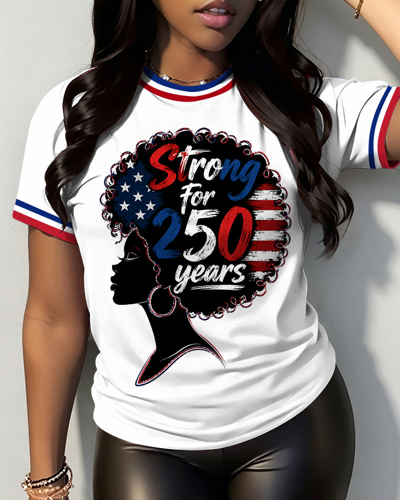 Afro Black Woman for 250 Years Crew Neck Short Sleeve Tshirt
