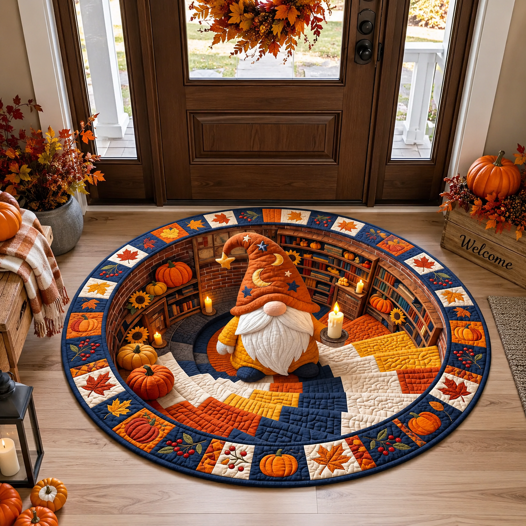 Fall Gnome Quilted Round Mat