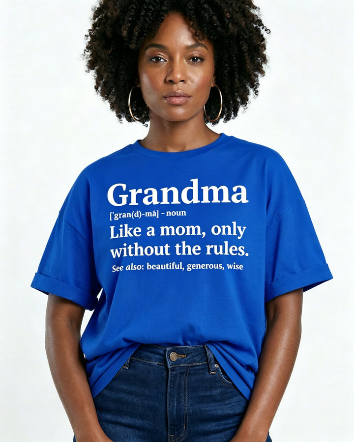 100% Cotton Definition of Grandma Crew Neck Short Sleeve Tshirt