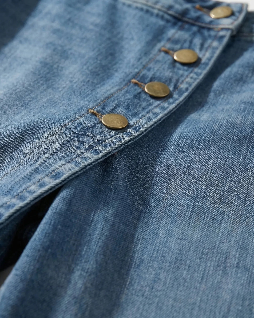 Ruffled Button-front High-waisted Washed Wide-leg Jeans