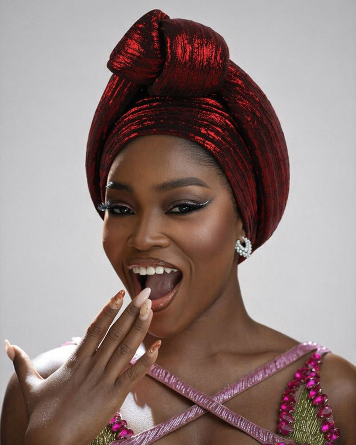Fashion Gold Foil Knotted Stretch Turban Hat