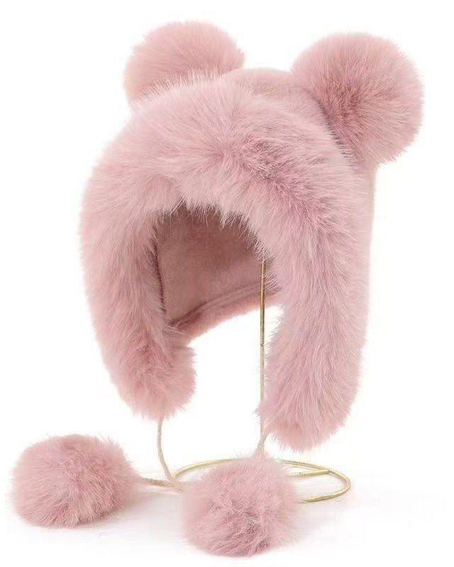Bear Ears Plush Hat Warm Ear Protection Cap