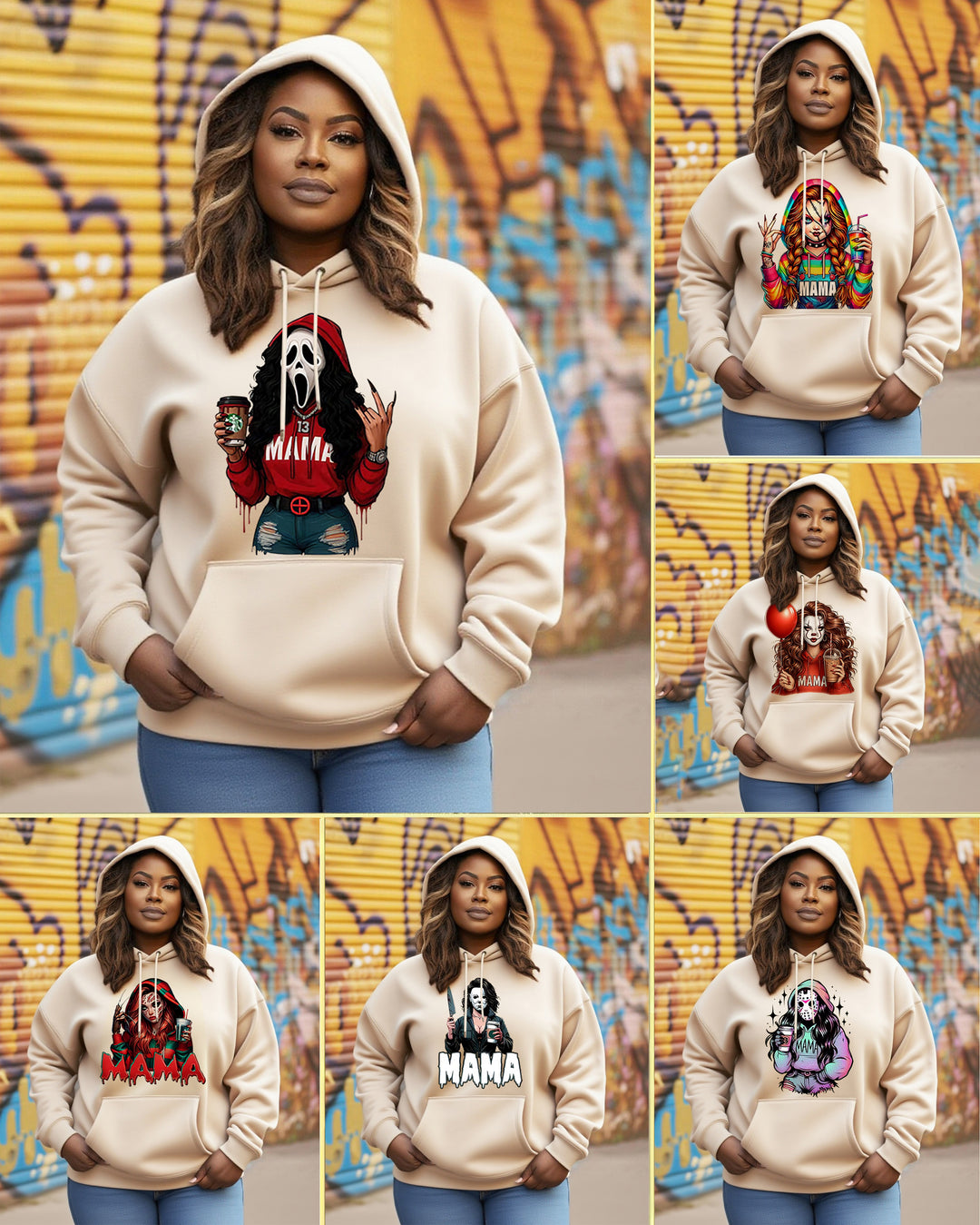 Spooky MaMa Horror Halloween Long-sleeved Hoodie