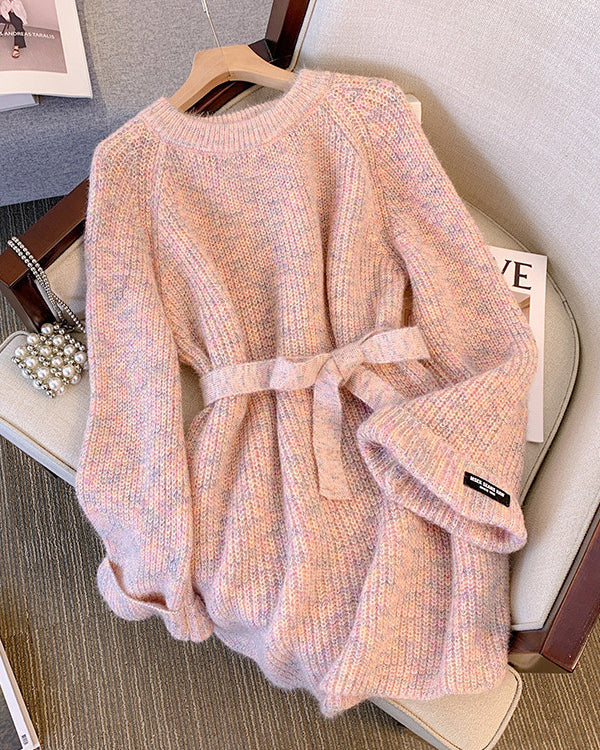 Round Neck Sweater Mid-length Waist Pullover Sweater