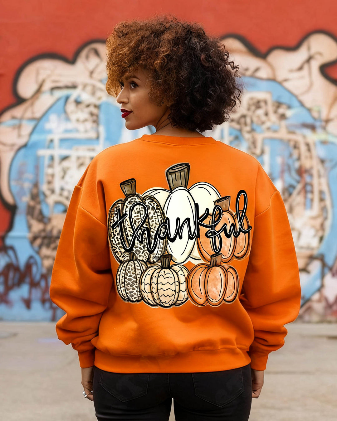 Thankful Fall Pumpkins Crewneck Long Sleeve Sweatshirt