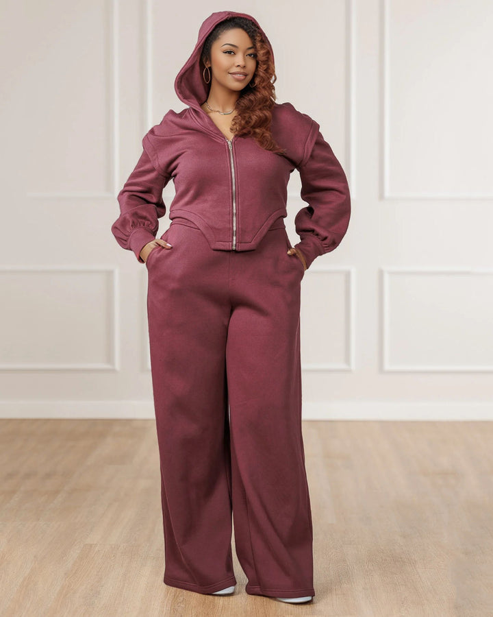 Fleece Asymmetric Hooded Jacket