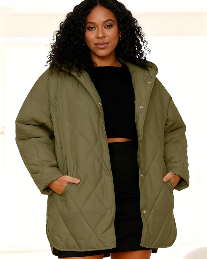 Women's Winter Coat Casual Diamond Quilted Hooded Lightweight Jacket Coat