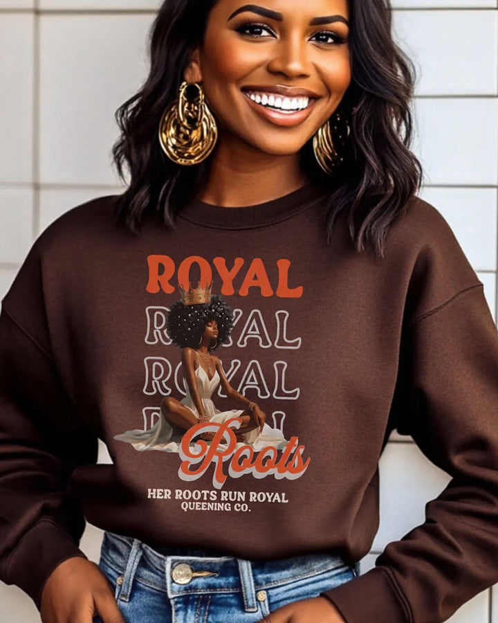 Black Queen Feminist Strong Woman Crewneck Long Sleeve Sweatshirt