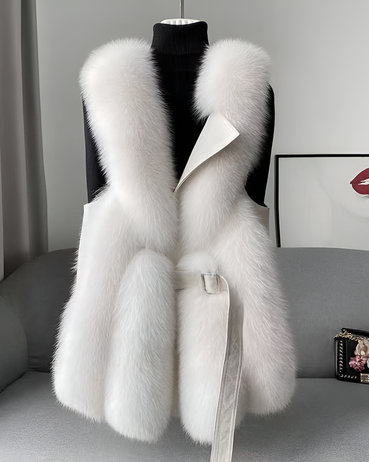 Women's Faux Fox Fur Vest Slim-Fit Slimming Fashionable Young Solid Color Jacket