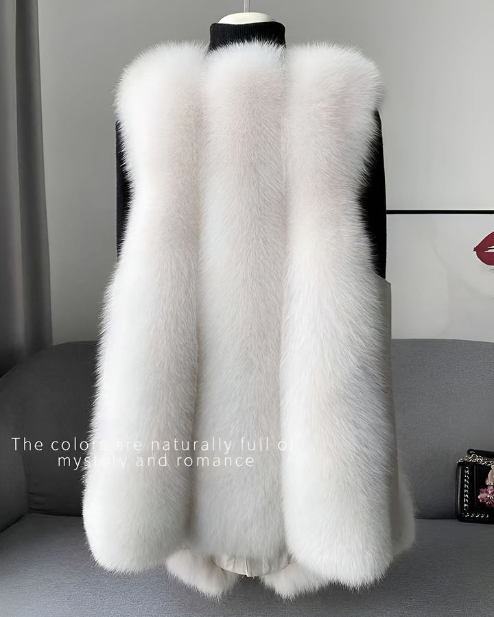 Women's Faux Fox Fur Vest Slim-Fit Slimming Fashionable Young Solid Color Jacket