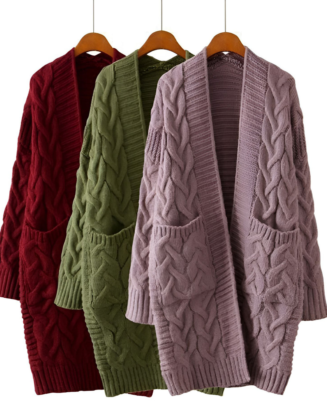 Loose Twist Solid Color Mid-length Knit Cardigan