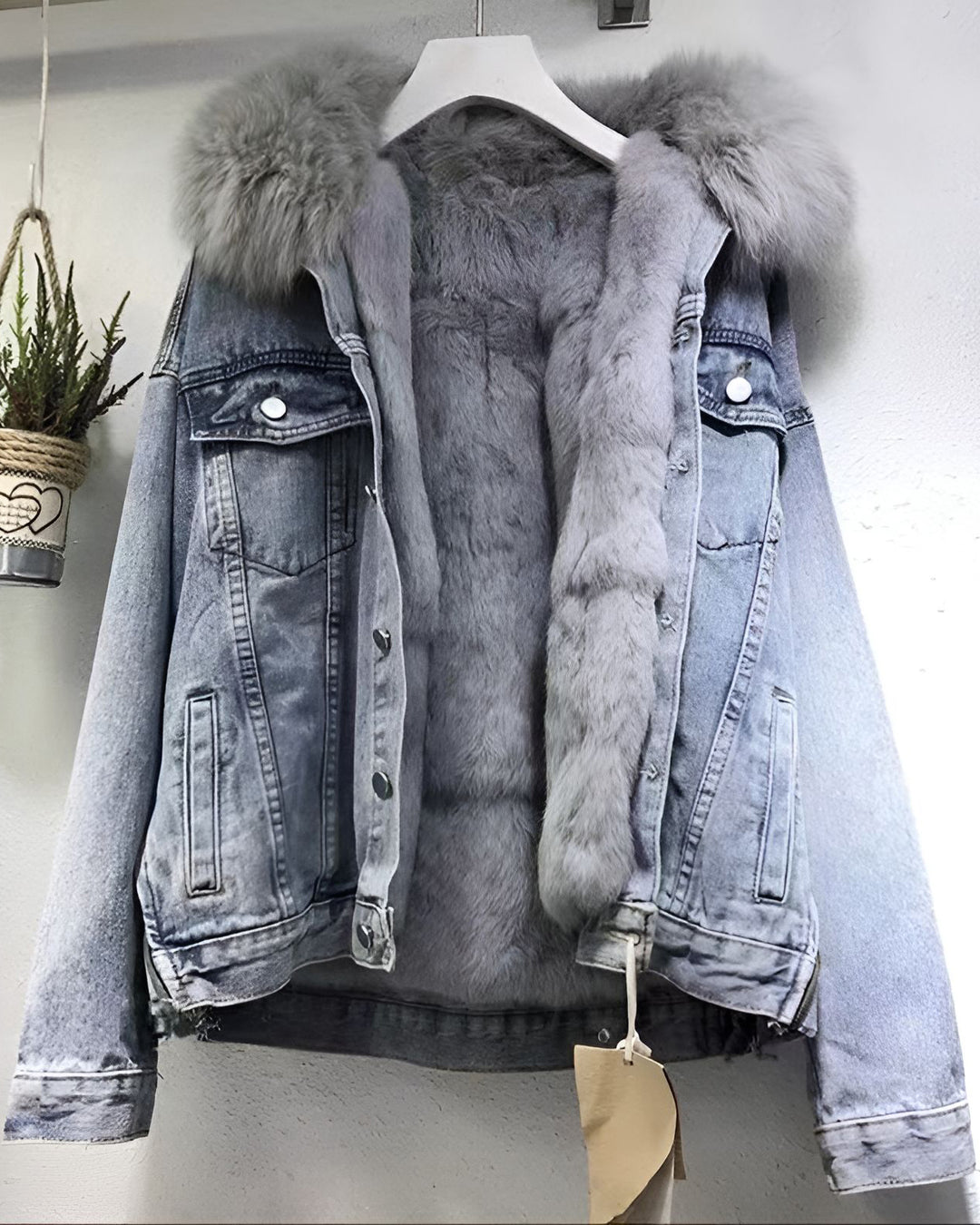Short Jacket Cotton-padded Jacket Fleece-lined New Style Cotton-padded Jacket Loose Denim Fur Collar Thickened Jacket
