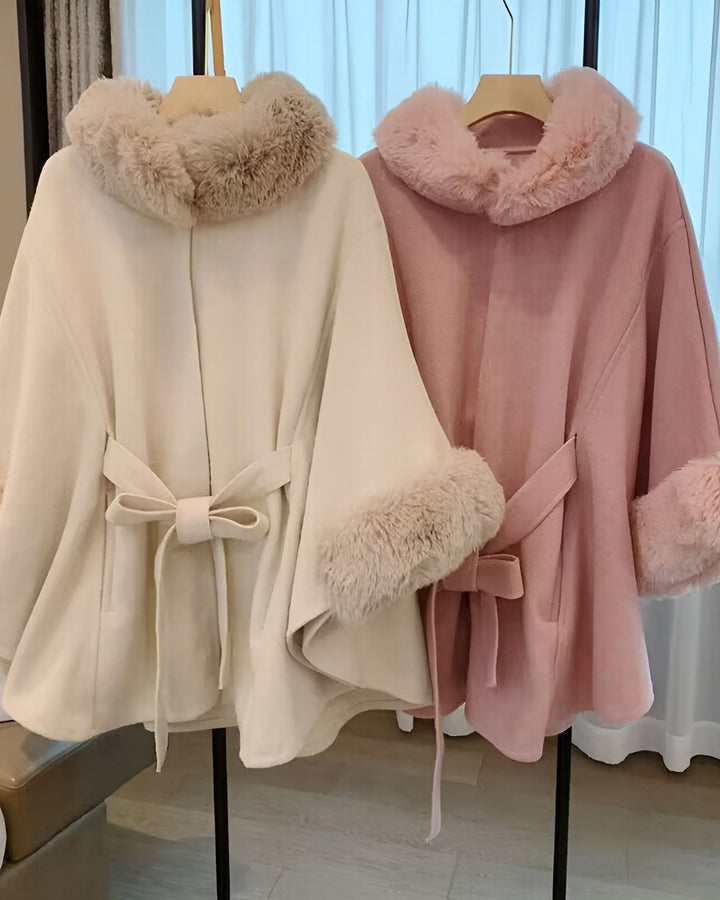 Imitation Lazy Rabbit Fur Collar Shawl Cloak Warm Coat Cloak