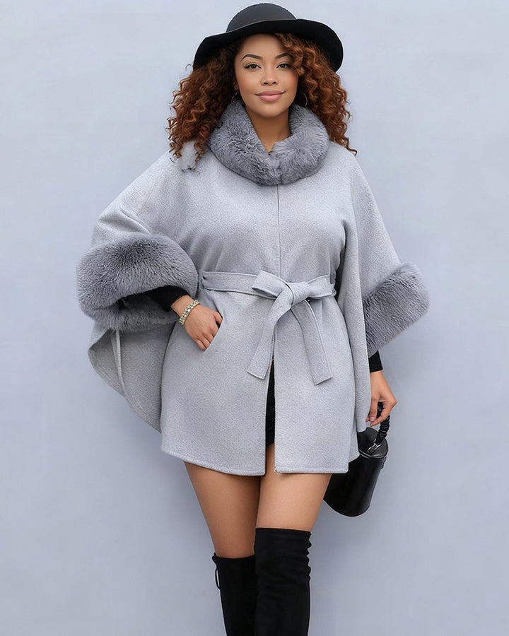 Imitation Lazy Rabbit Fur Collar Shawl Cloak Warm Coat Cloak