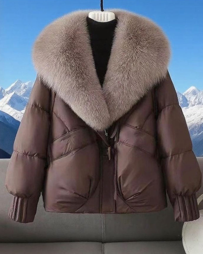 Large Fur Collar Cotton-padded Down Cotton-padded Jacket Short Thickened Fur-proof Jacket