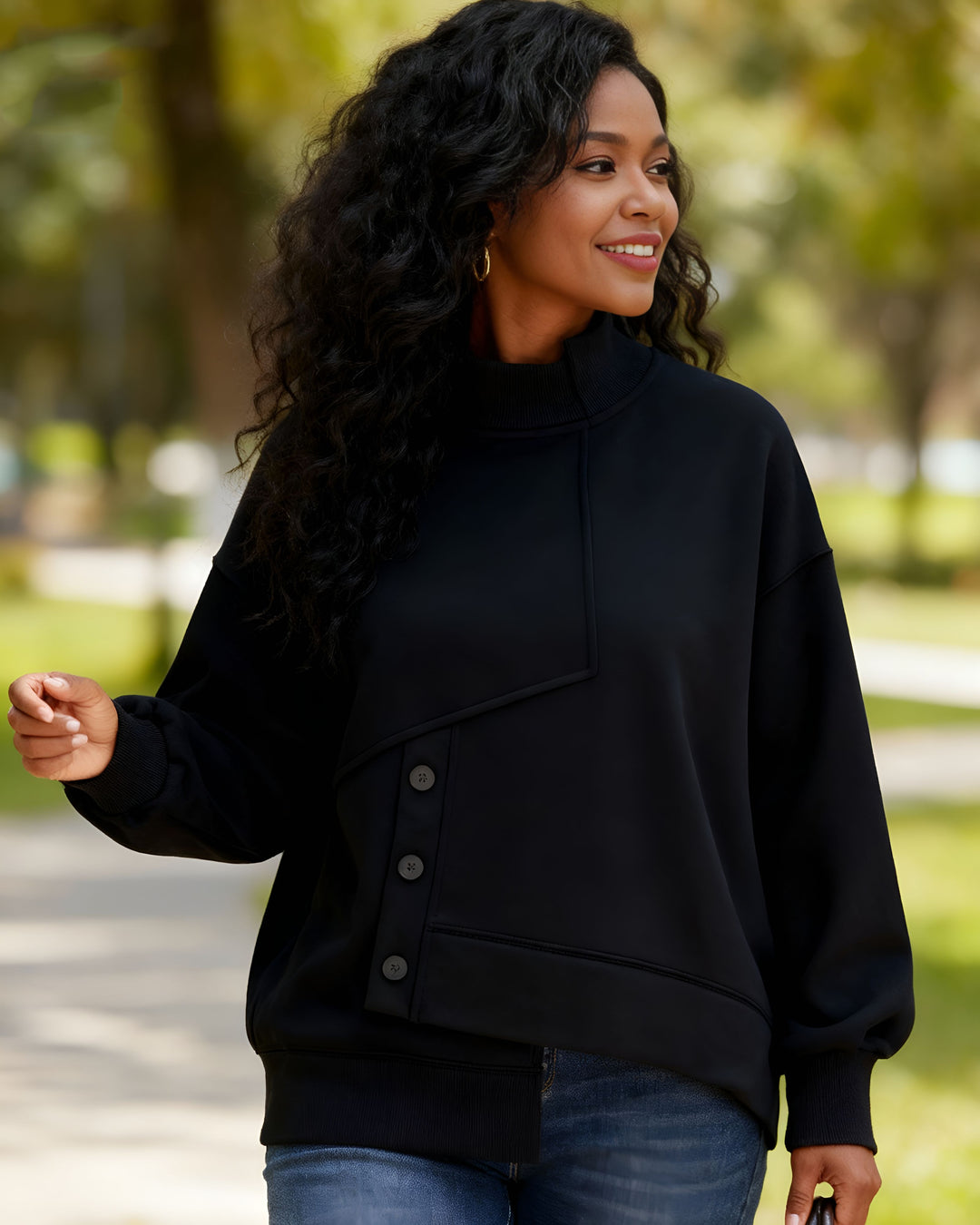 Half-High Neck Sweatshirt Winter Cropped Oversized Thickened Jacket