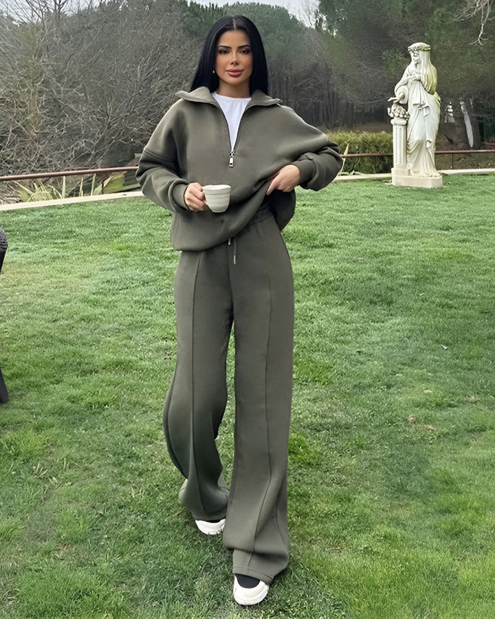 Half-placket Pullover Sweat Pants Two-piece Loose Casual Autumn And Winter Suit