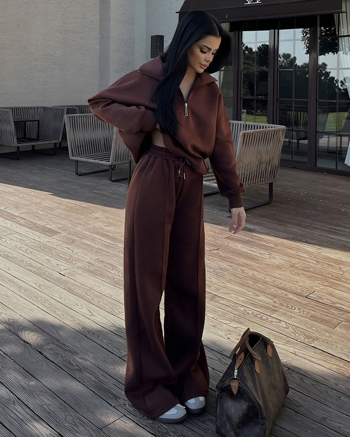 Half-placket Pullover Sweat Pants Two-piece Loose Casual Autumn And Winter Suit