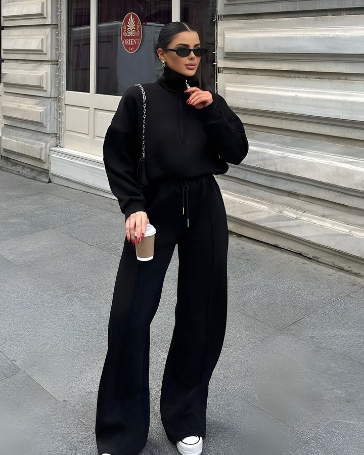 Half-placket Pullover Sweat Pants Two-piece Loose Casual Autumn And Winter Suit