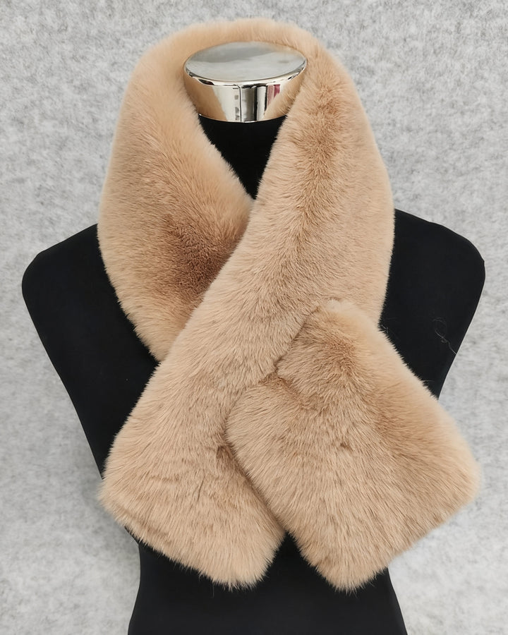 Imitation Rex Rabbit Fur Scarf Women's Winter Double-sided Plush Thickened Warm New Cross Neck Wool Collar Shawl