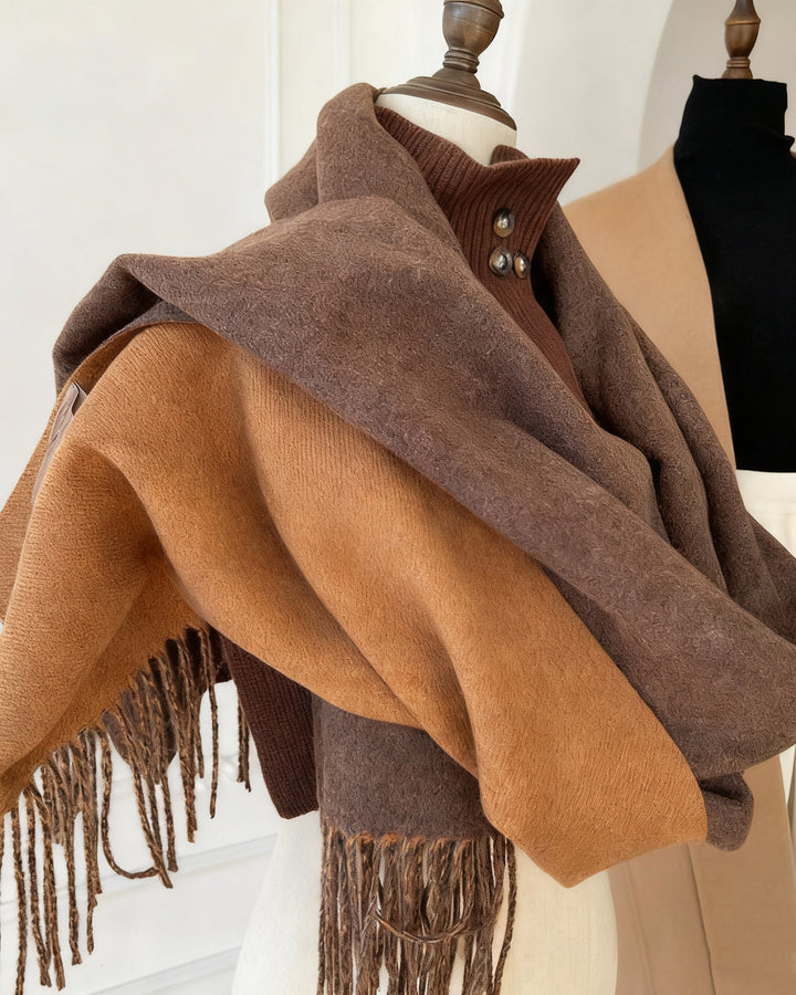 Double-sided Solid Color Scarf Imitation Cashmere Warm Shawl Scarf