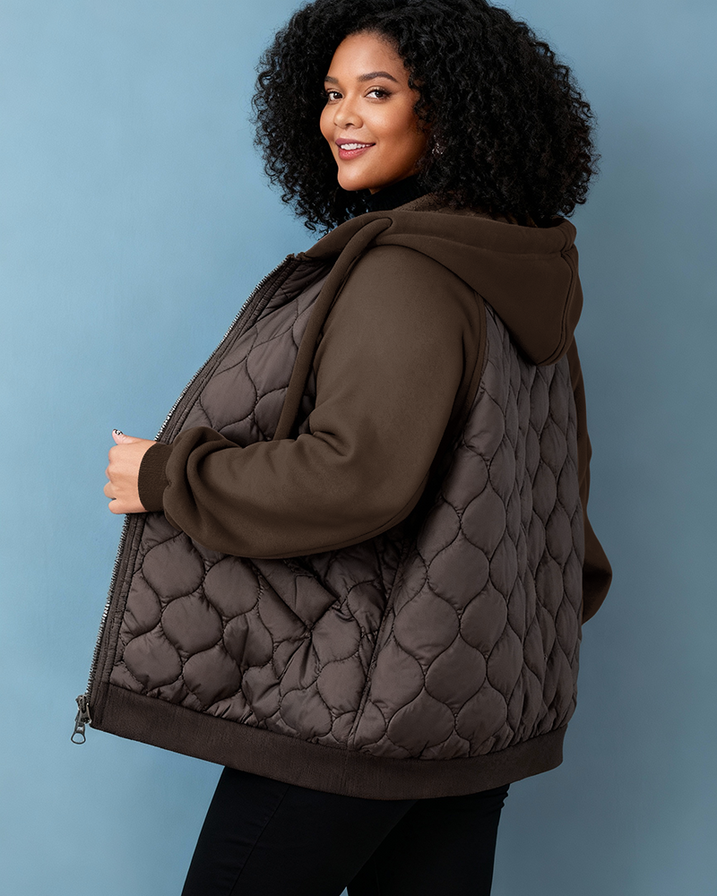 Rhomboid Hooded Down Cotton-padded Jacket Thick Coat Cotton-padded Jacket