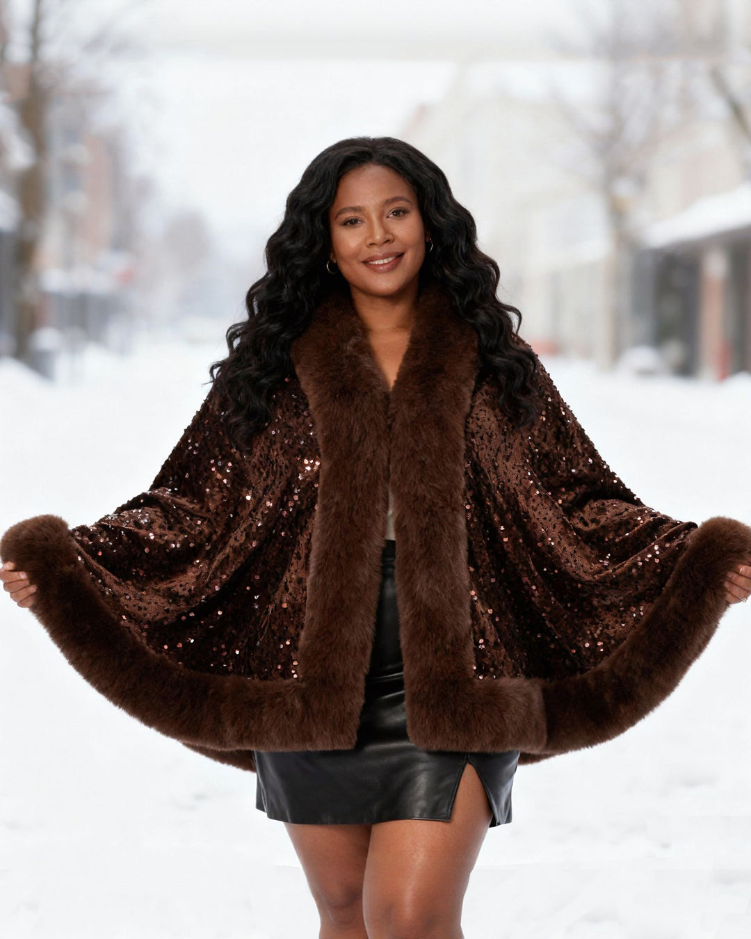 Knitted Versatile Loose Cape High-grade Elegant Shawl Warm Thickened Coat For Autumn And Winter