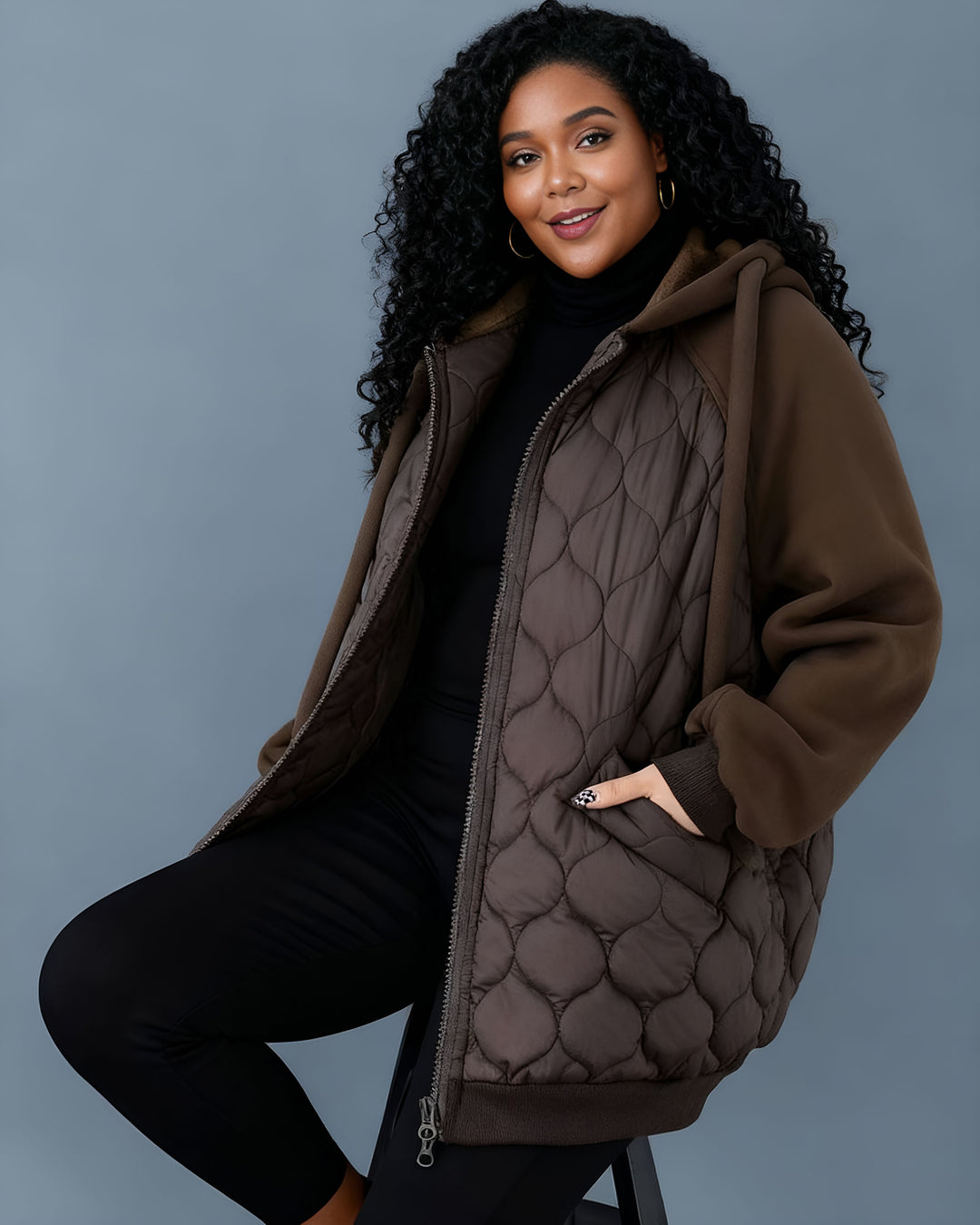 Rhomboid Hooded Down Cotton-padded Jacket Thick Coat Cotton-padded Jacket