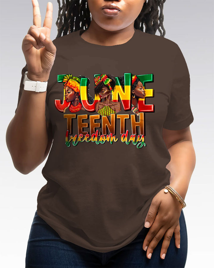 100% Cotton Juneteenth Freedom Day Crew Neck Short Sleeve Tshirt